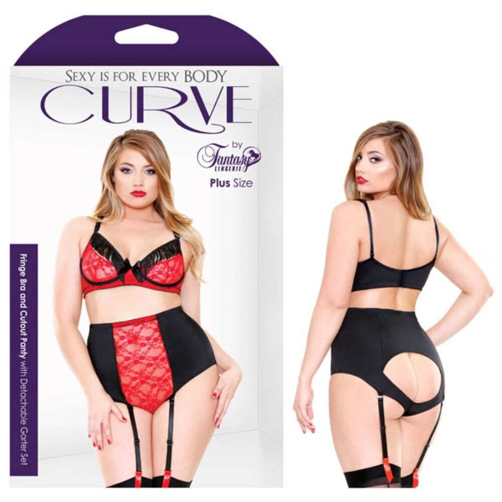 Fantasy lingerie Fringe Bra/Cutout peek-a-boo Panty Set 3x/4x